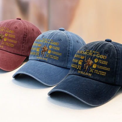 Armor Of God  | Personalized Vintage Washed Denim Cap