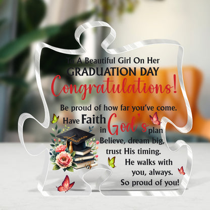 To A Beautiful Girl On Her Graduation Day  |  Custom Shaped Squared Acrylic Plaque