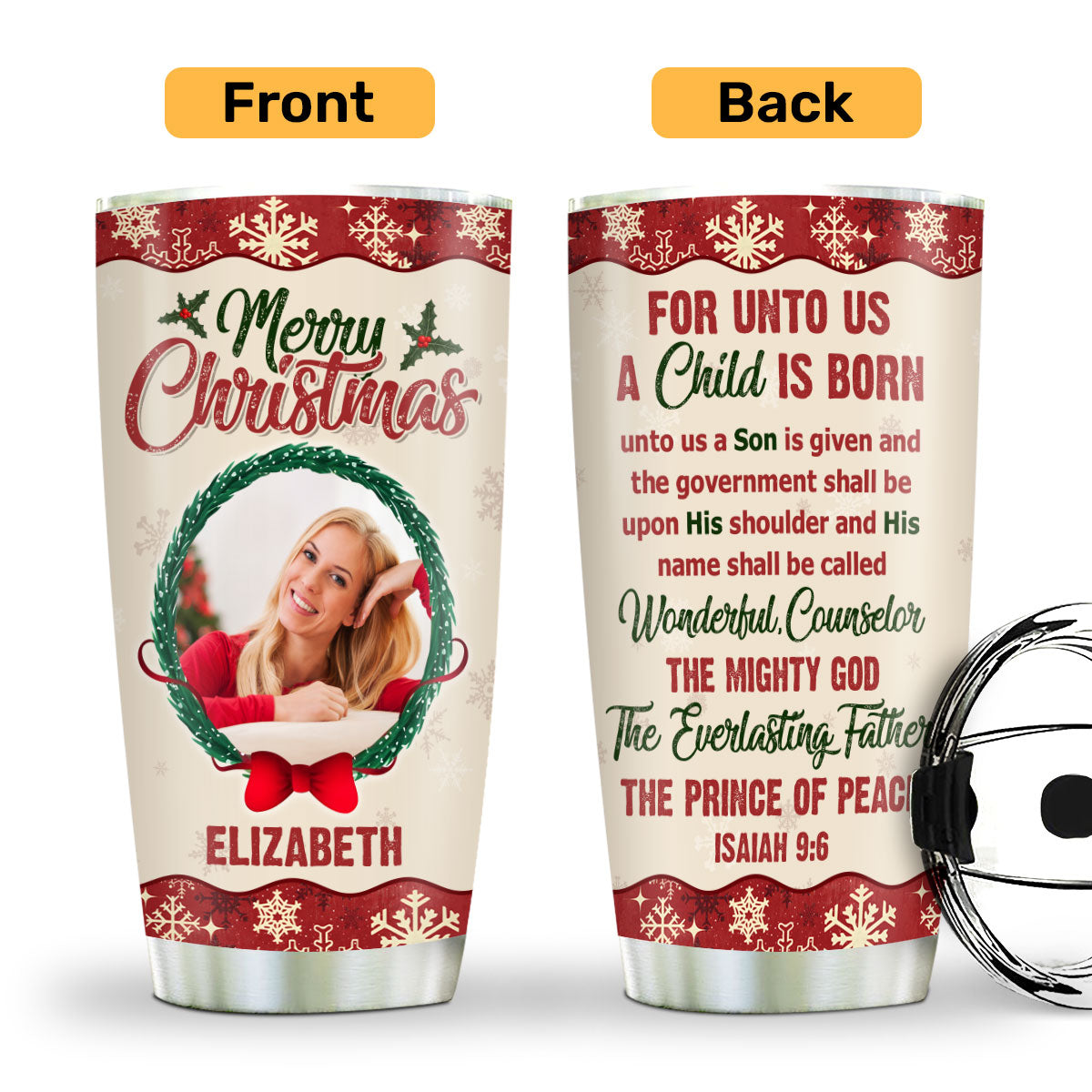 For Unto Us A Child Is Born | Personalized Stainless Steel Tumbler