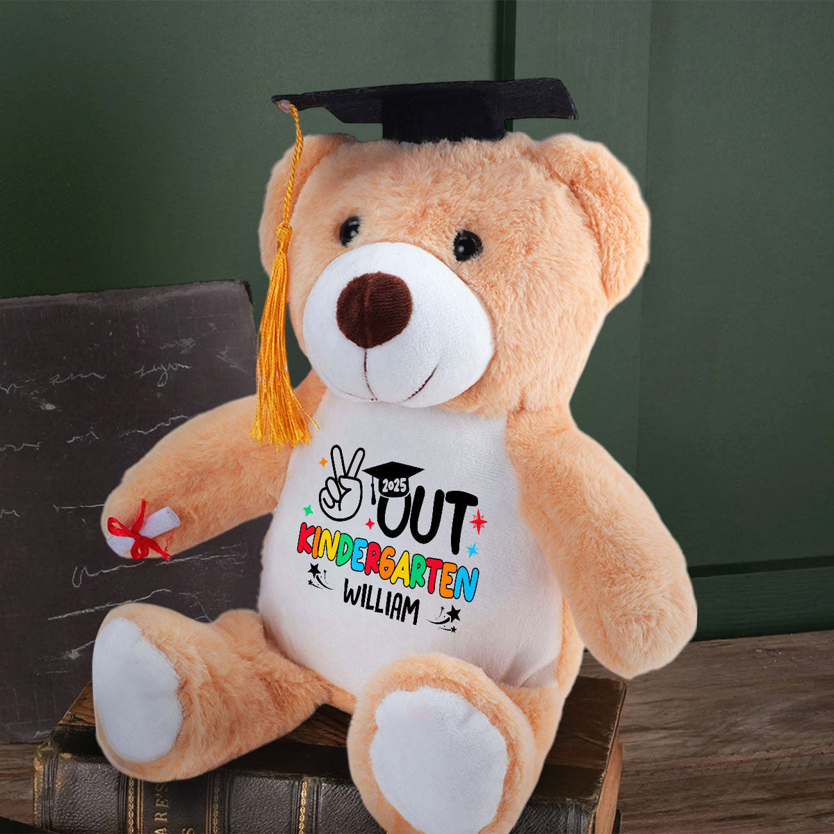 Peace Out Kindergarten  | Personalized Graduation Teddy Bear