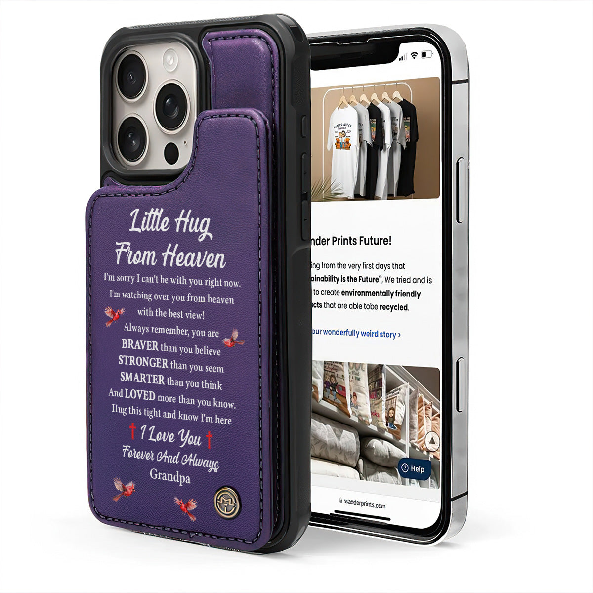 Little Hug From Heaven | Personalized Leather Flip Wallet Phone Case