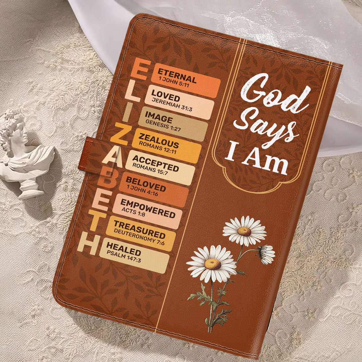 God Says I Am | Personalized Leather Notebook & Pen Set