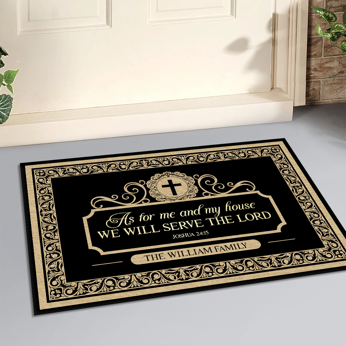As For Me And My House We Will Serve The Lord | Personalized Doormat