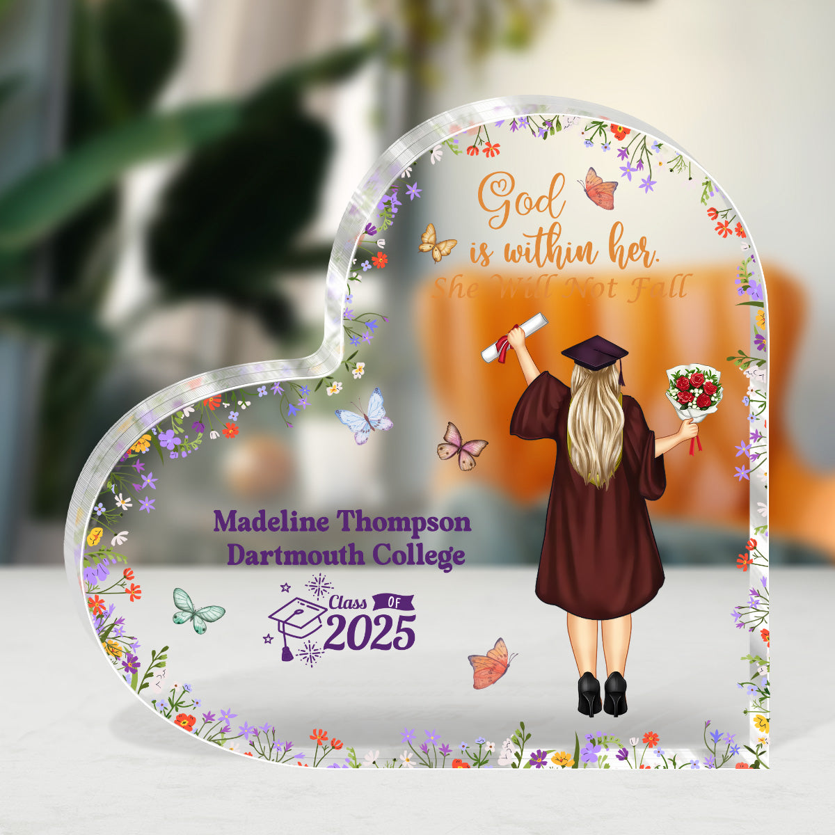 God Is Within Her She Will Not Fall | Personalized Custom Shaped Squared Acrylic Plaque