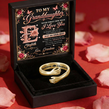 To My Granddaughter Never Forget How Much I Love You | Personalized Hug Ring
