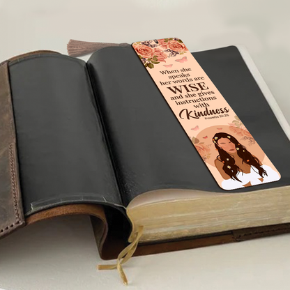 When She Speaks, Her Words Are Wise - Personalized Wooden Bookmarks NUH482