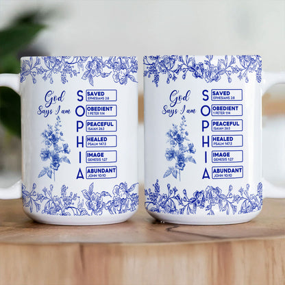 God Says I Am  | Personalized Ceramic Coffee Mug