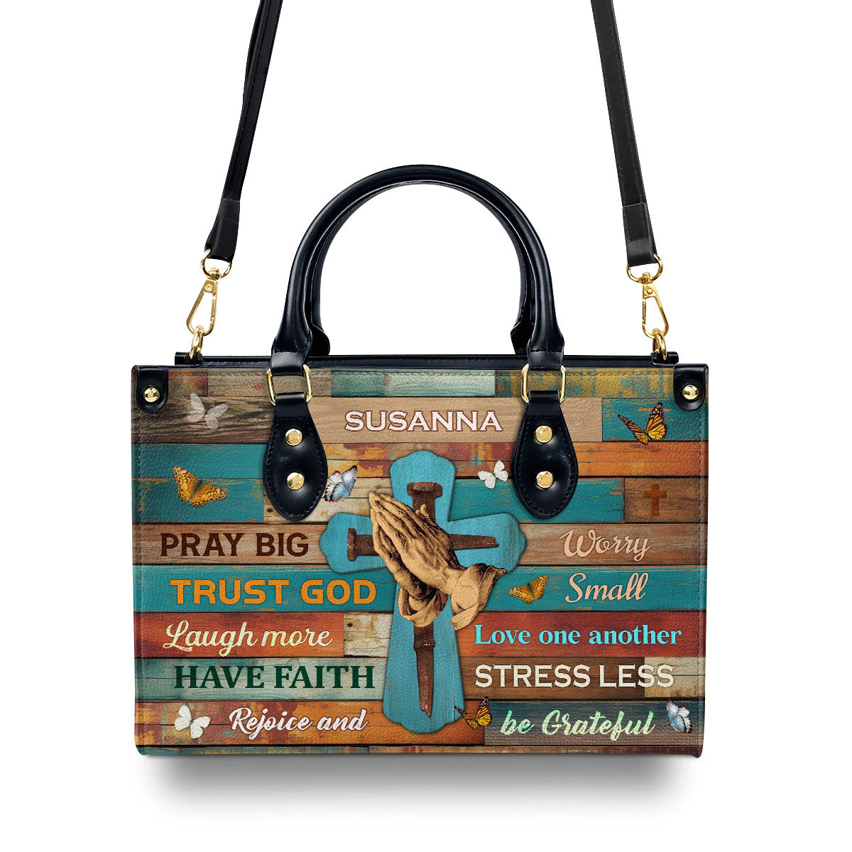 Pray Big | Personalized Leather Handbag JSLHBPH1341L