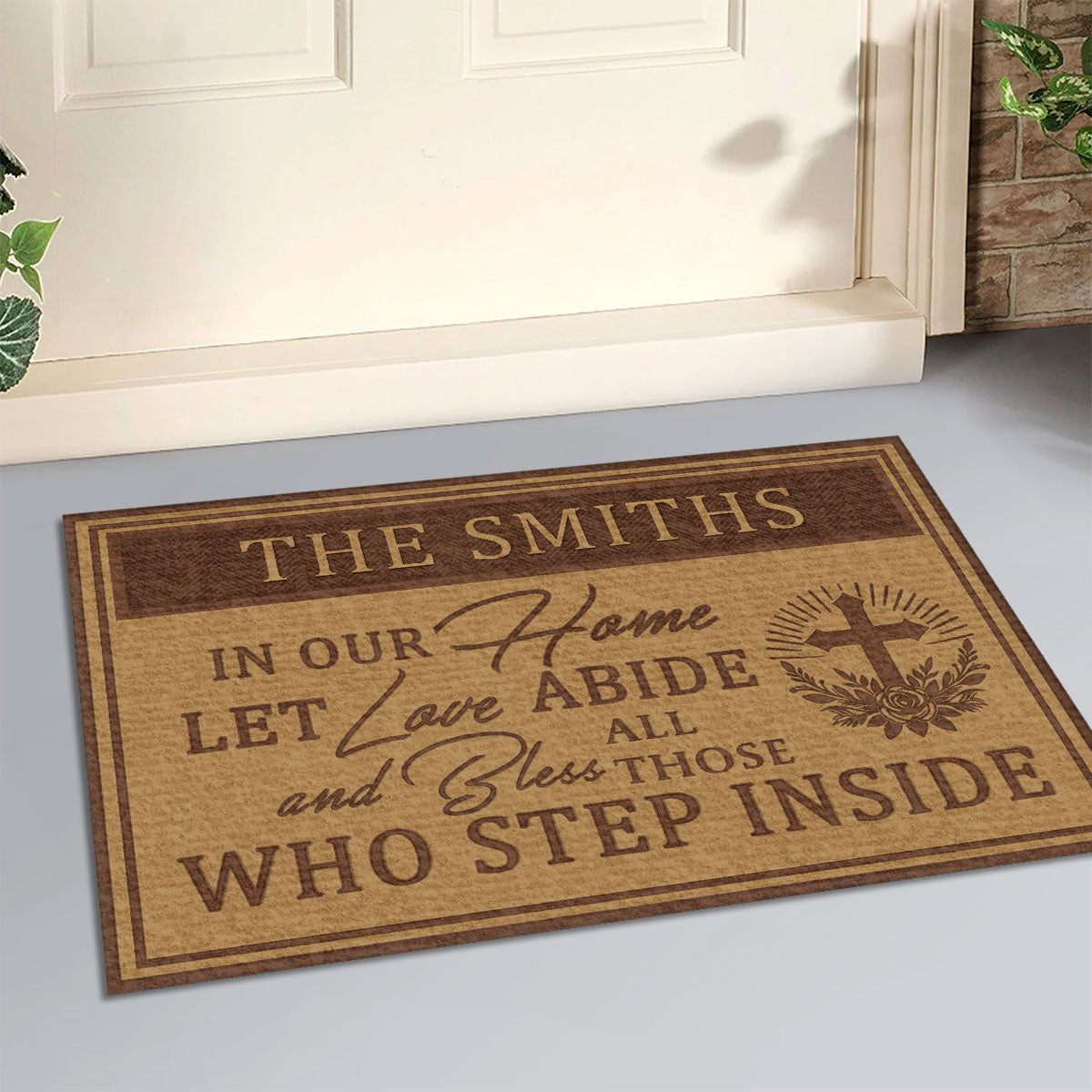 Bless All Those Who Step Inside | Personalized Doormat JSDMHLPA1809M