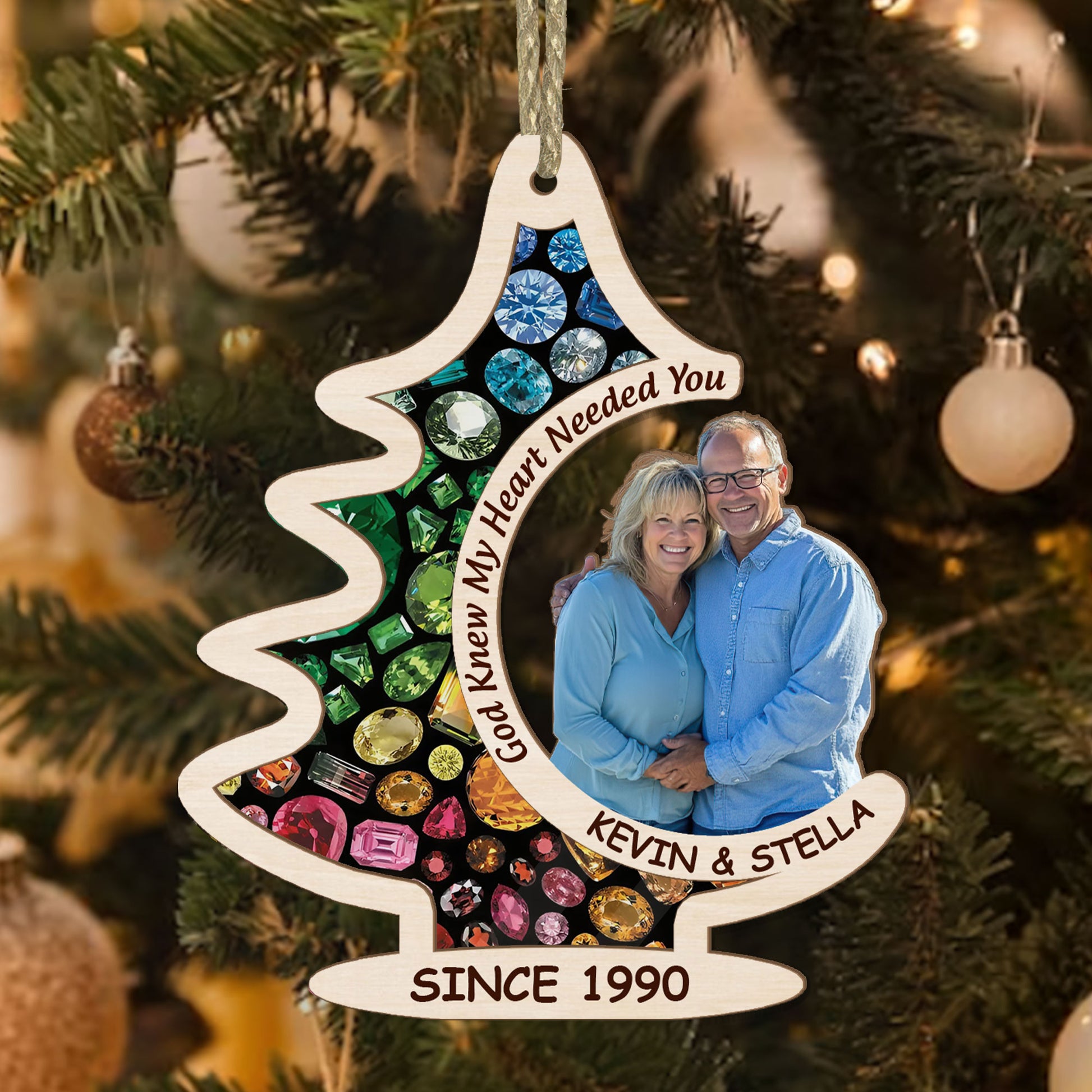 This Christmas I Gave You My Heart Custom Photo Memorial Acrylic Ornament, God Has You In Christmas Ornaments Deceased Loved One Personalized