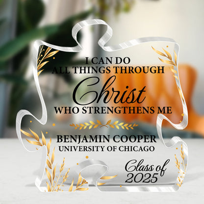 I Can Do All Things Through Christ Who Strengthens Me | Personalized Custom Shaped Squared Acrylic Plaque