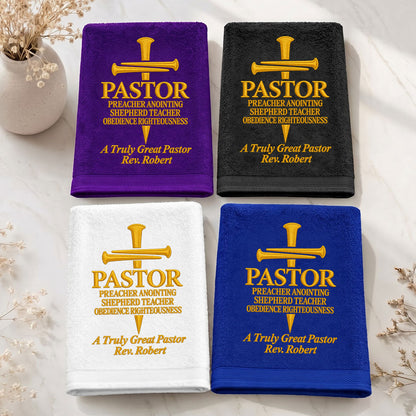 Honoring A Faithful Servant Pastor | Personalized Embroidered Fingertip Towel