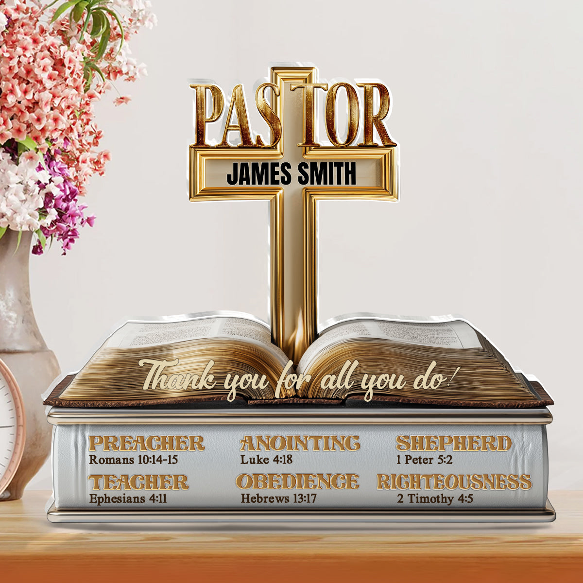 My Preacher, Teacher, & Shepherd | Personalized Custom Shaped Squared Acrylic Plaque