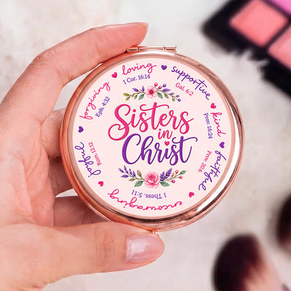 Sisters in Christ | Personalized Circle Metallic Mirror