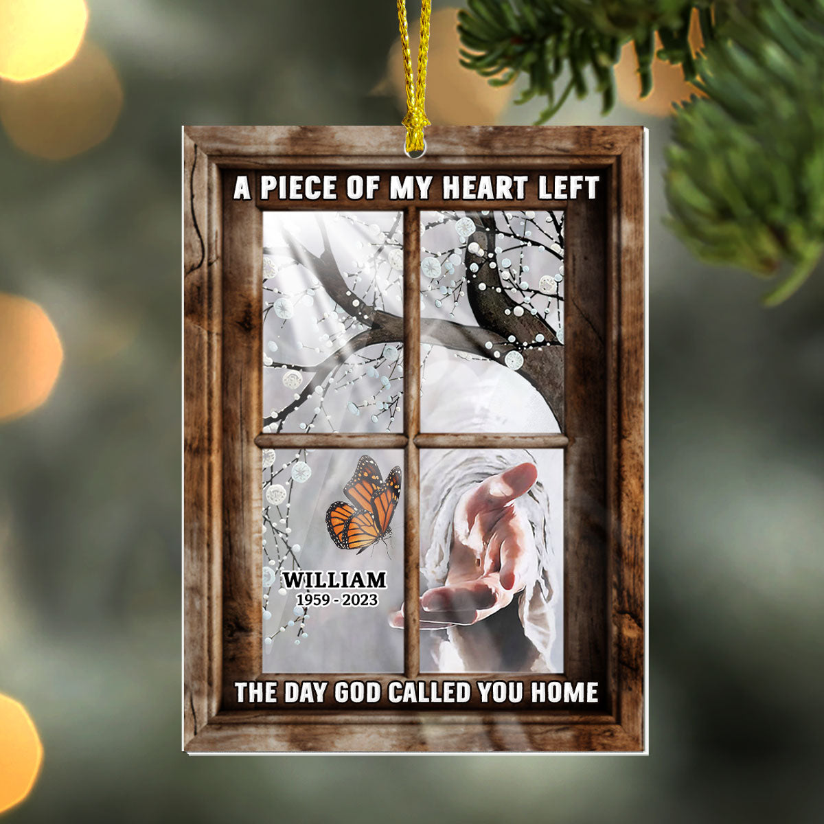 A Piece Of My Heart Left The Day God Called You Home | Personalized 1-Side Acrylic Ornament