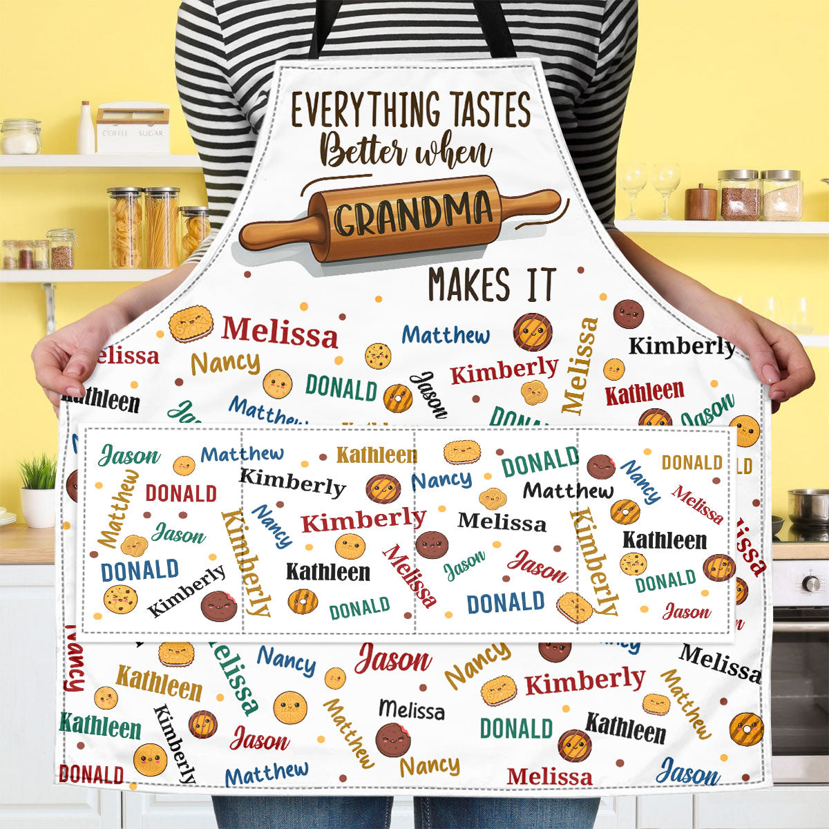 Everything Tastes Better When Grandma Makes It | Personalized Apron With Pocket