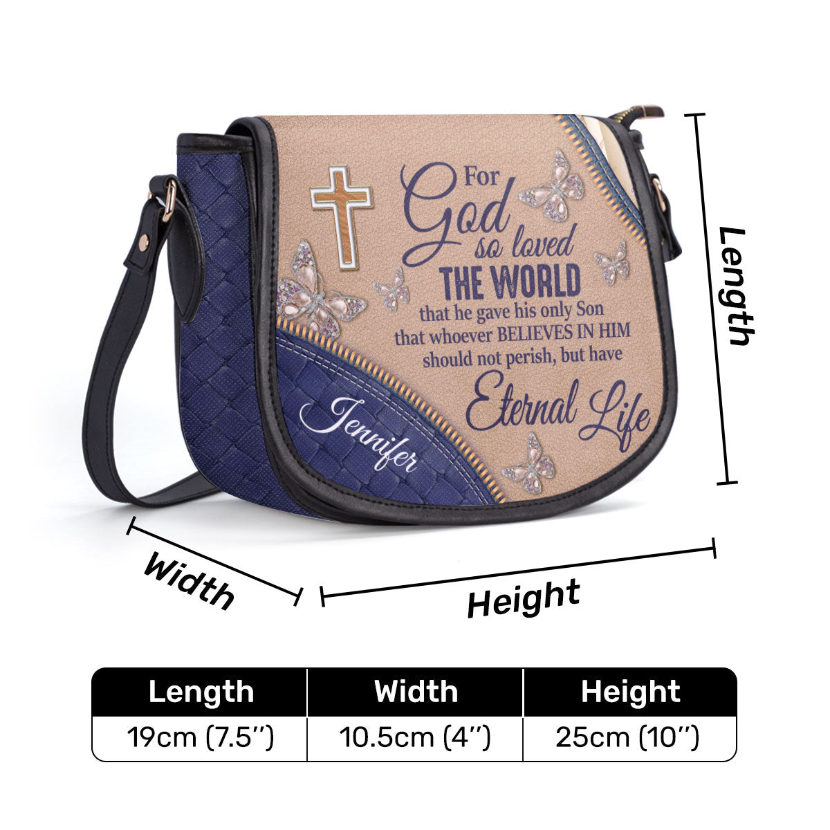 For God So Loved The World - Personalized Leather Saddle Bag NUH285