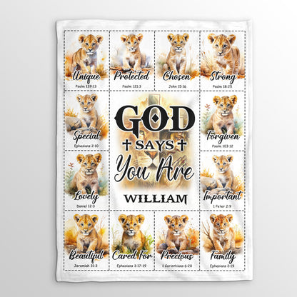 God Says You Are Baby Lion | Personalized Fleece Blanket