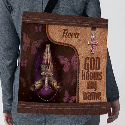 God Knows My Name - Elegant Personalized Butterfly Tote Bag NM137