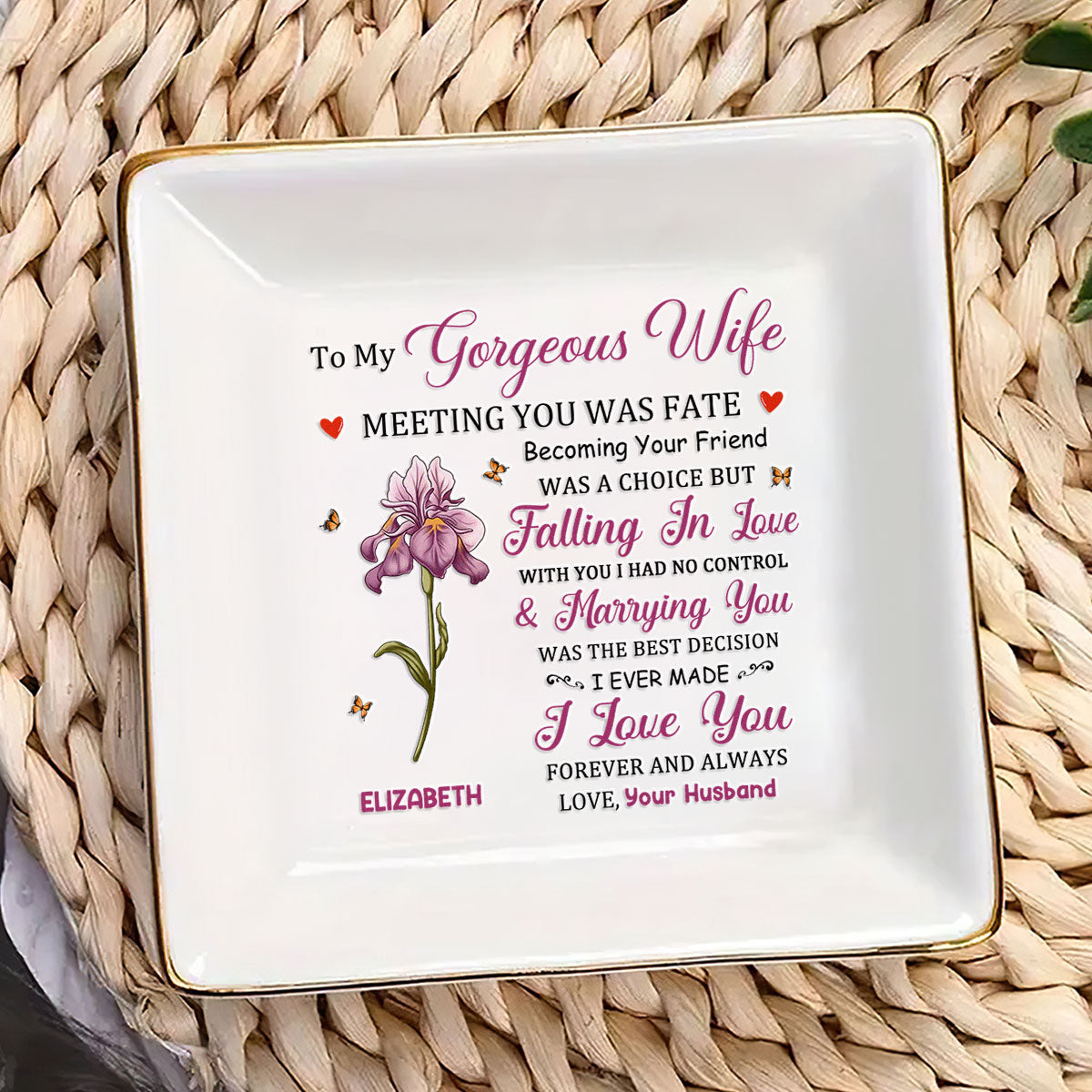 To My Gorgeous Wife | Personalized Jewelry Dish