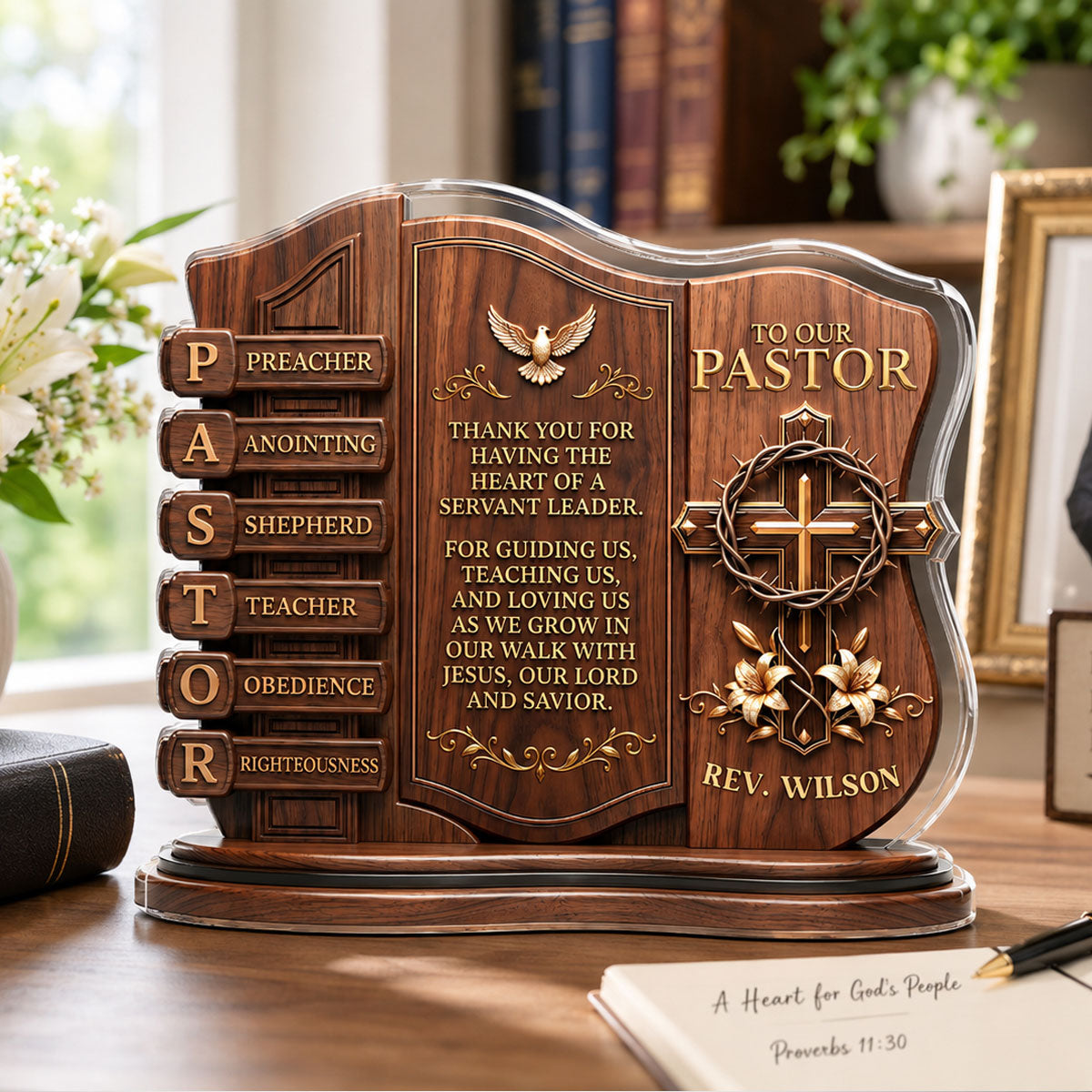 Paster Heart Shape Gift For Pastor - Heart Of A Servant Leader - Personalized Custom ...