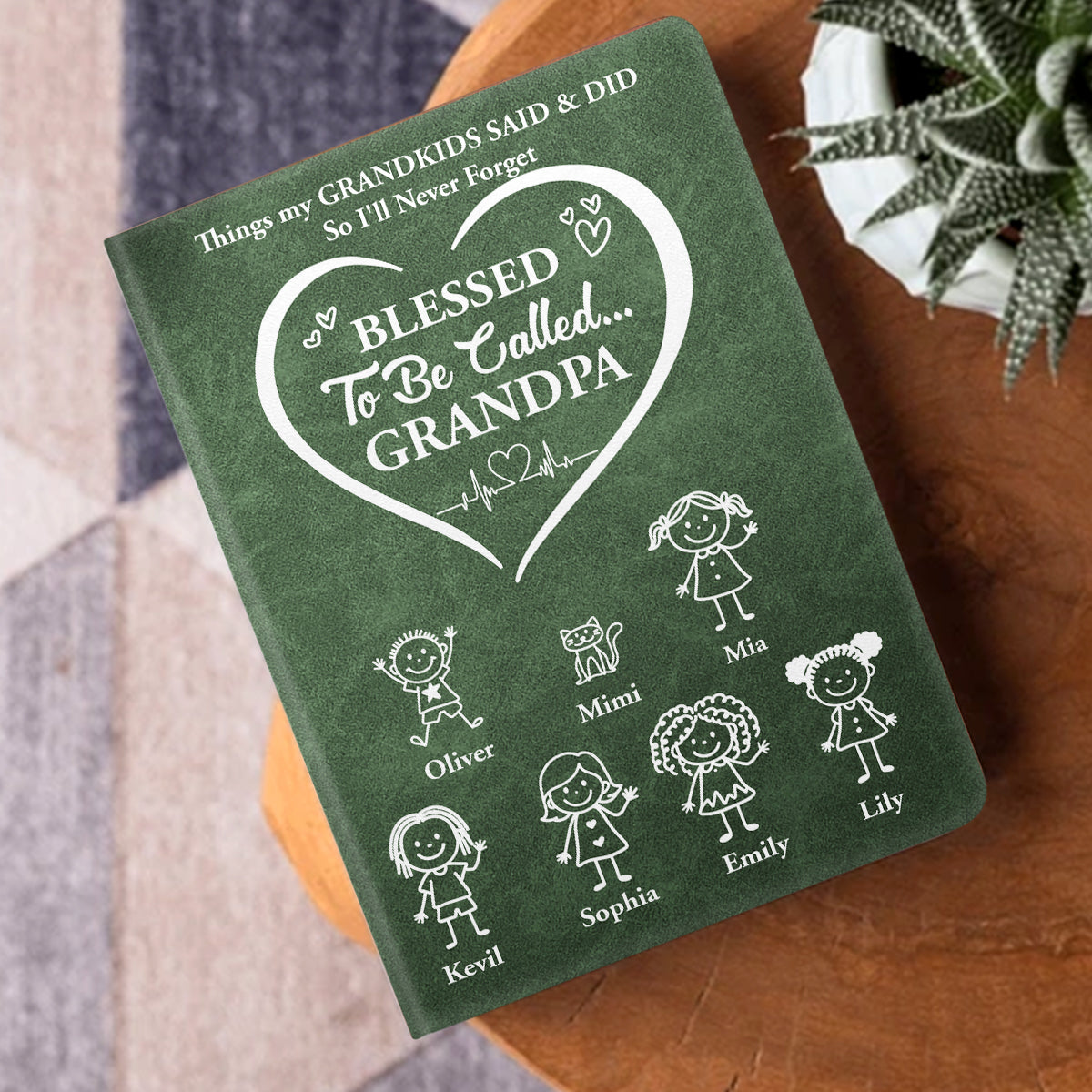 Blessed To Be Called Grandpa Grandma Grandkids Edition  | Personalized Leather Cover Notebook