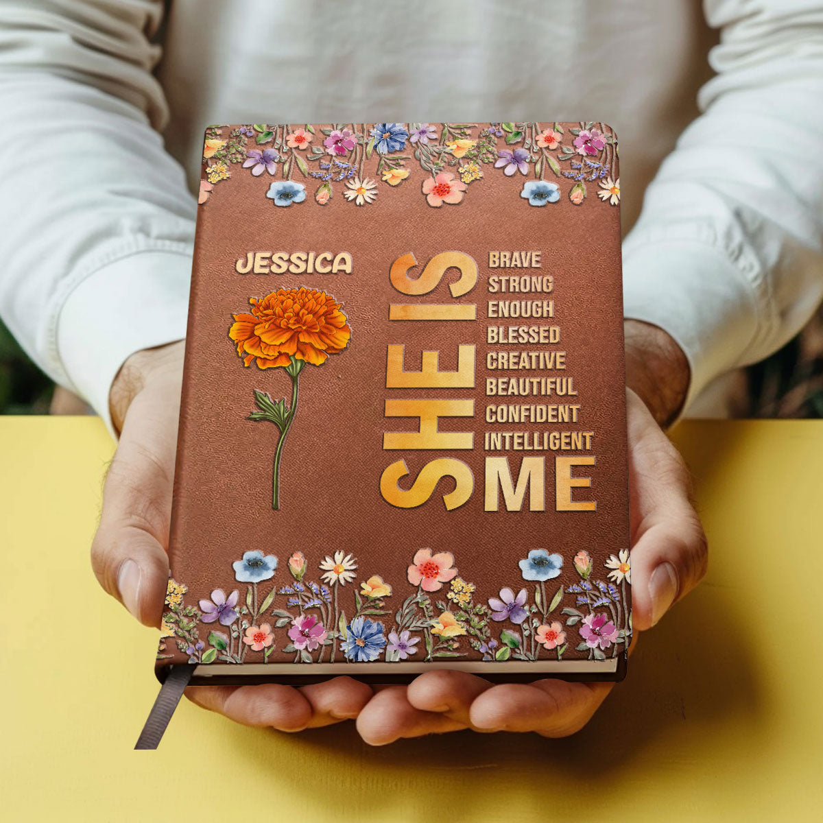 She Is | Personalized Leather Cover Notebook