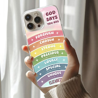 God Says You Are | Personalized Clear Silicone Phone Case