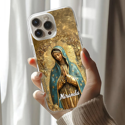 Vintage Style Virgin Mary | Personalized Clear Silicone Phone Case
