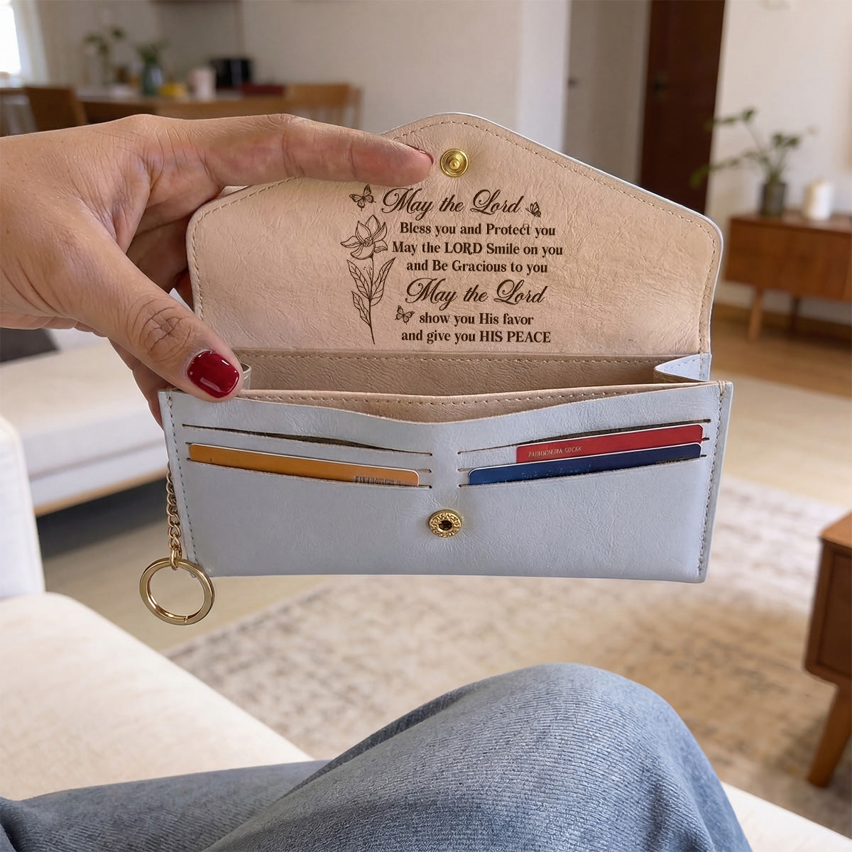 May The Lord Bless You | Personalized Leather Envelope Wallet