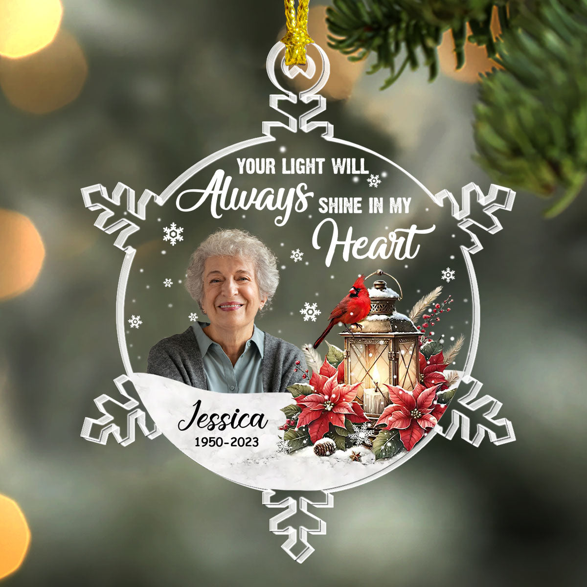 Your Light Will Always Shine In My Heart | Personalized 1-Side Acrylic Ornament