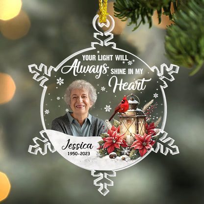 Your Light Will Always Shine In My Heart | Personalized 1-Side Acrylic Ornament