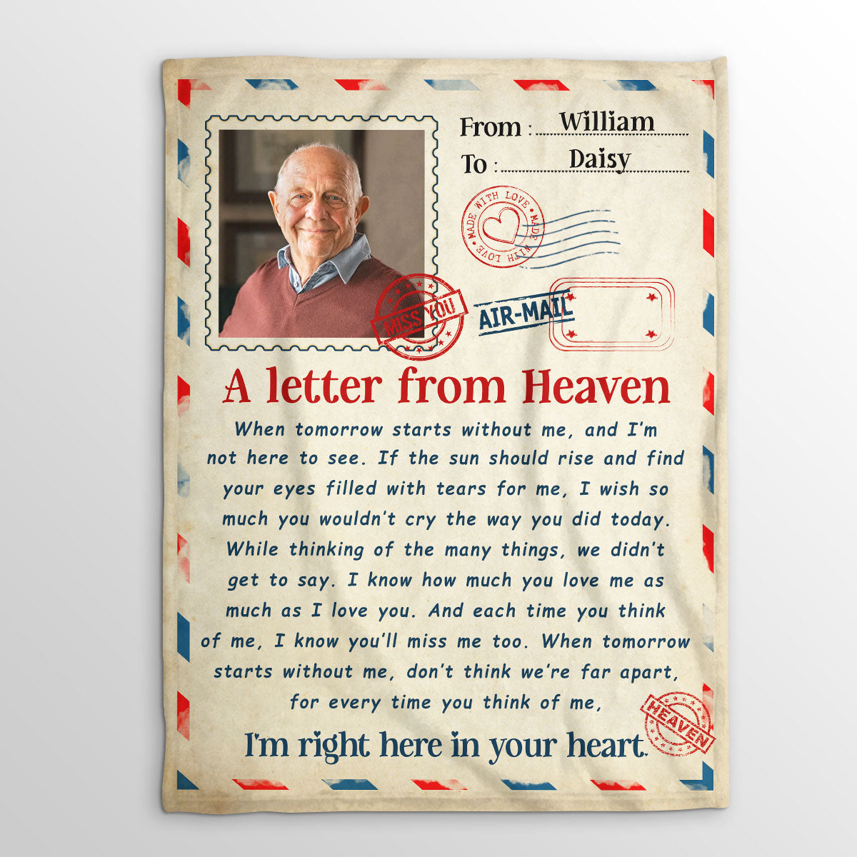 A Letter From Heaven | Personalized Fleece Blanket