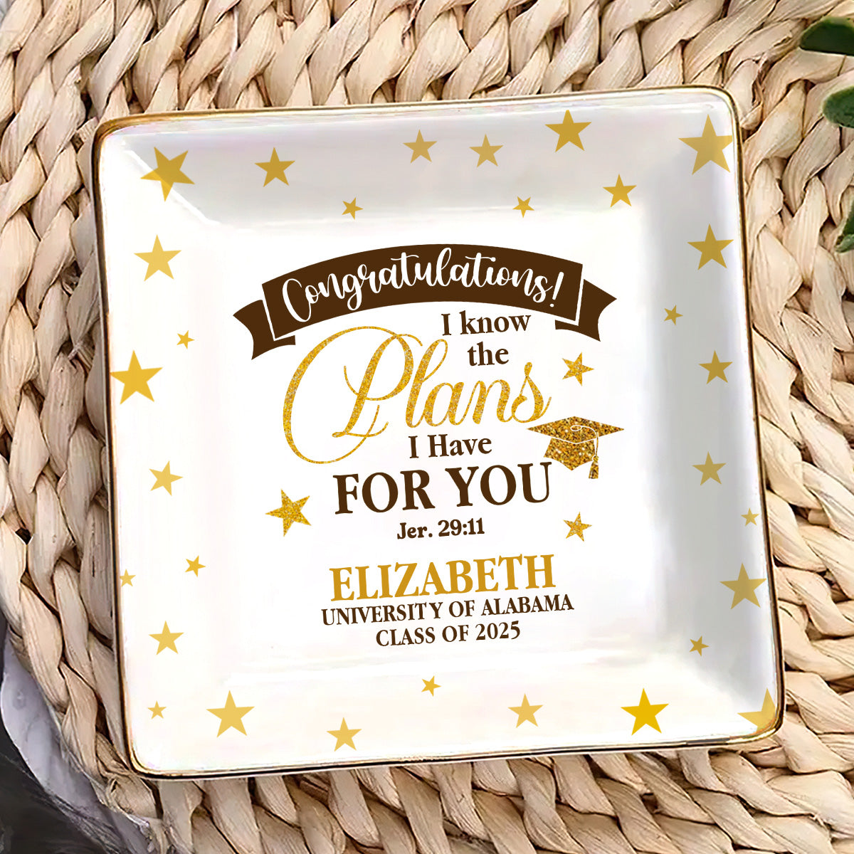 I Know The Plans I Have For You | Personalized Ceramic Ring Dish Square