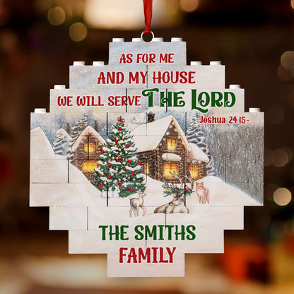 As For Me And My House We Will Serve The Lord | Personalized Circle Buildable Ornament-1 Side Print