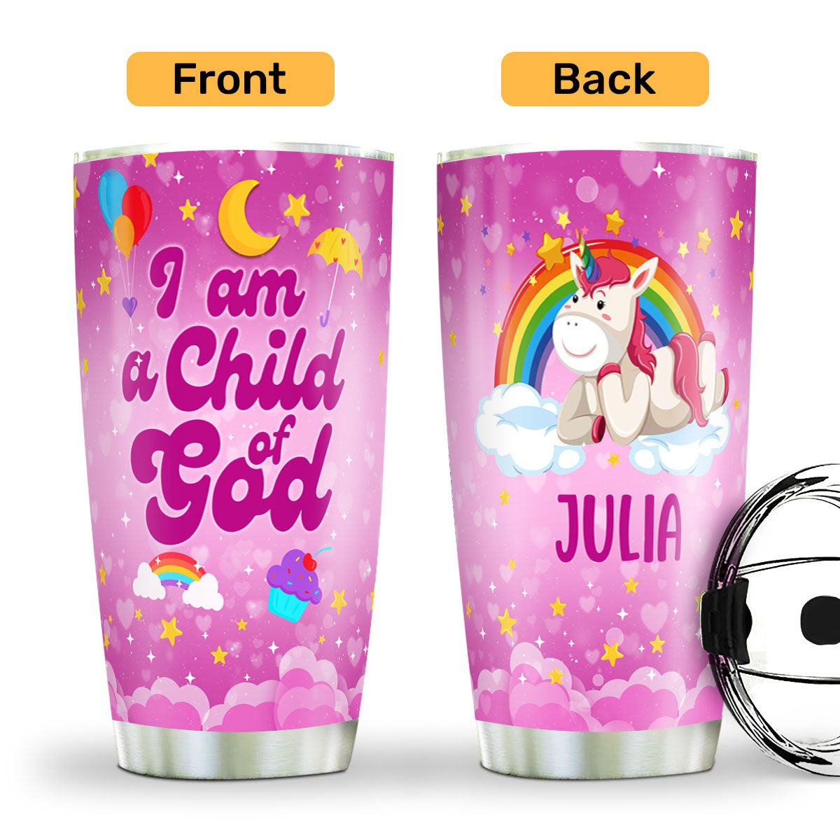 I Am A Child Of God | Personalized Stainless Steel Tumbler For Kids JSSSTH882