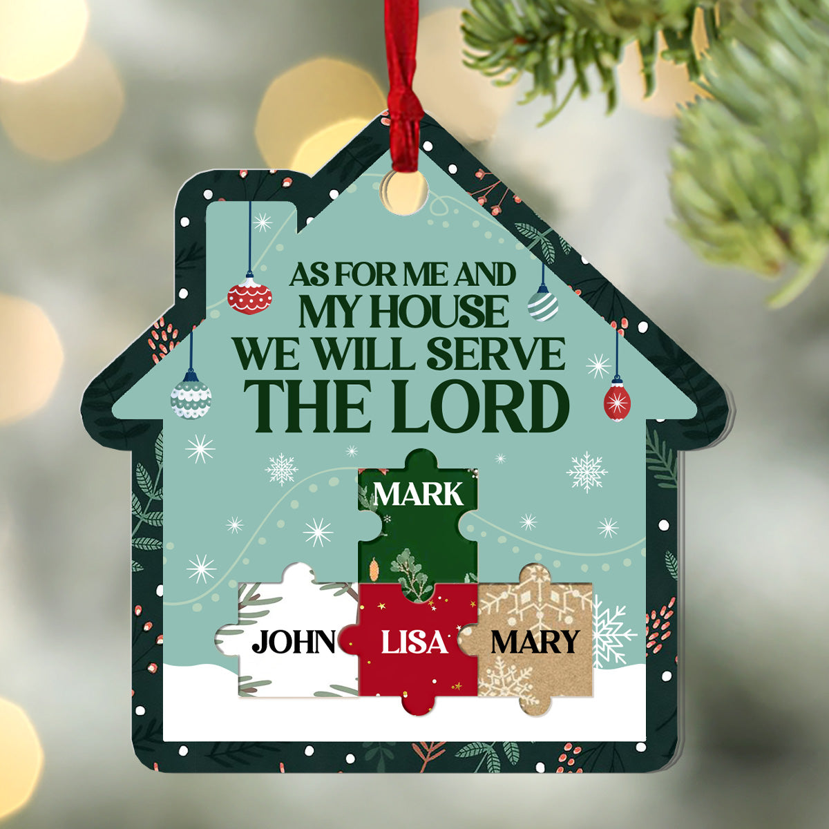 As For Me And My House We Will Serve The Lord | Personalized 1-Side Acrylic Ornament JSACOHLPA2628M