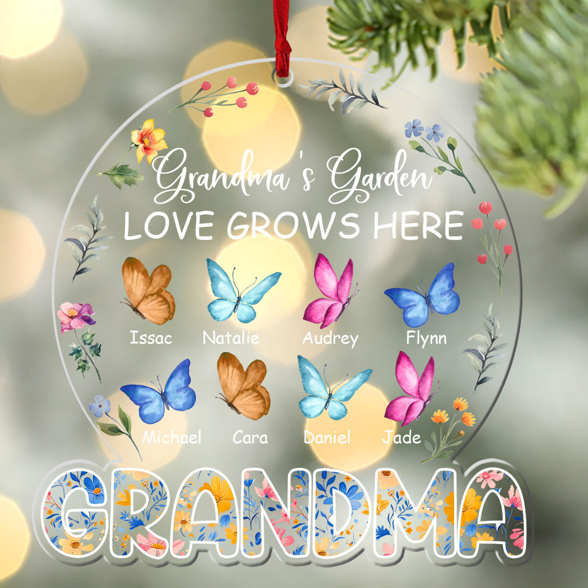 Grandma's Garden Love Grows Here | Personalized 1-Side Acrylic Ornament JSACOPN2657TA