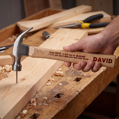 Keep Faith In God And Be Blessed  | Personalized Wooden Hammer