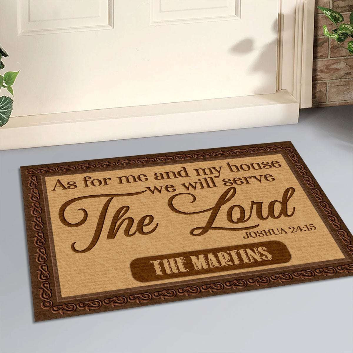 As For Me And My House We Will Serve The Lord | Personalized Doormat JSDMPN1724L