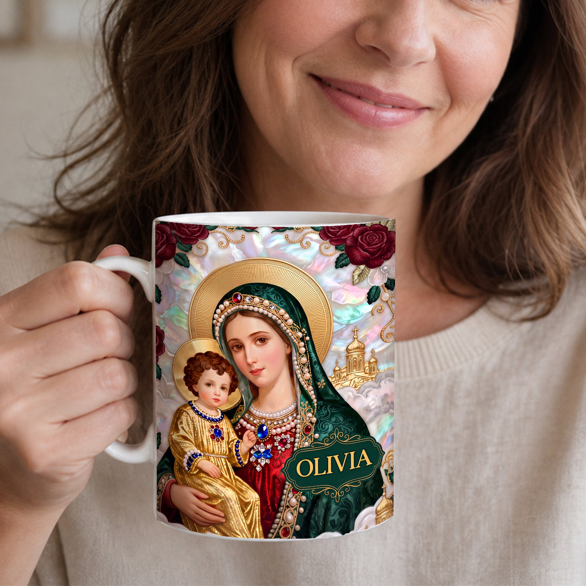 Our Lady Of Grace And Child | Personalized Ceramic Coffee Mug