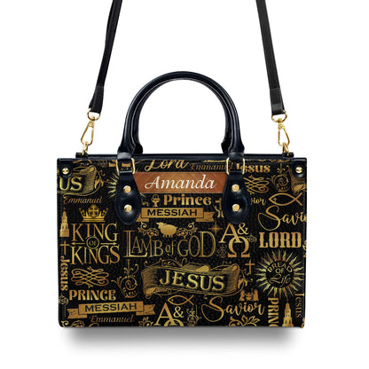 Jesuspirit | Personalized Leather Handbag With Zipper | Lamb Of God LHBM731
