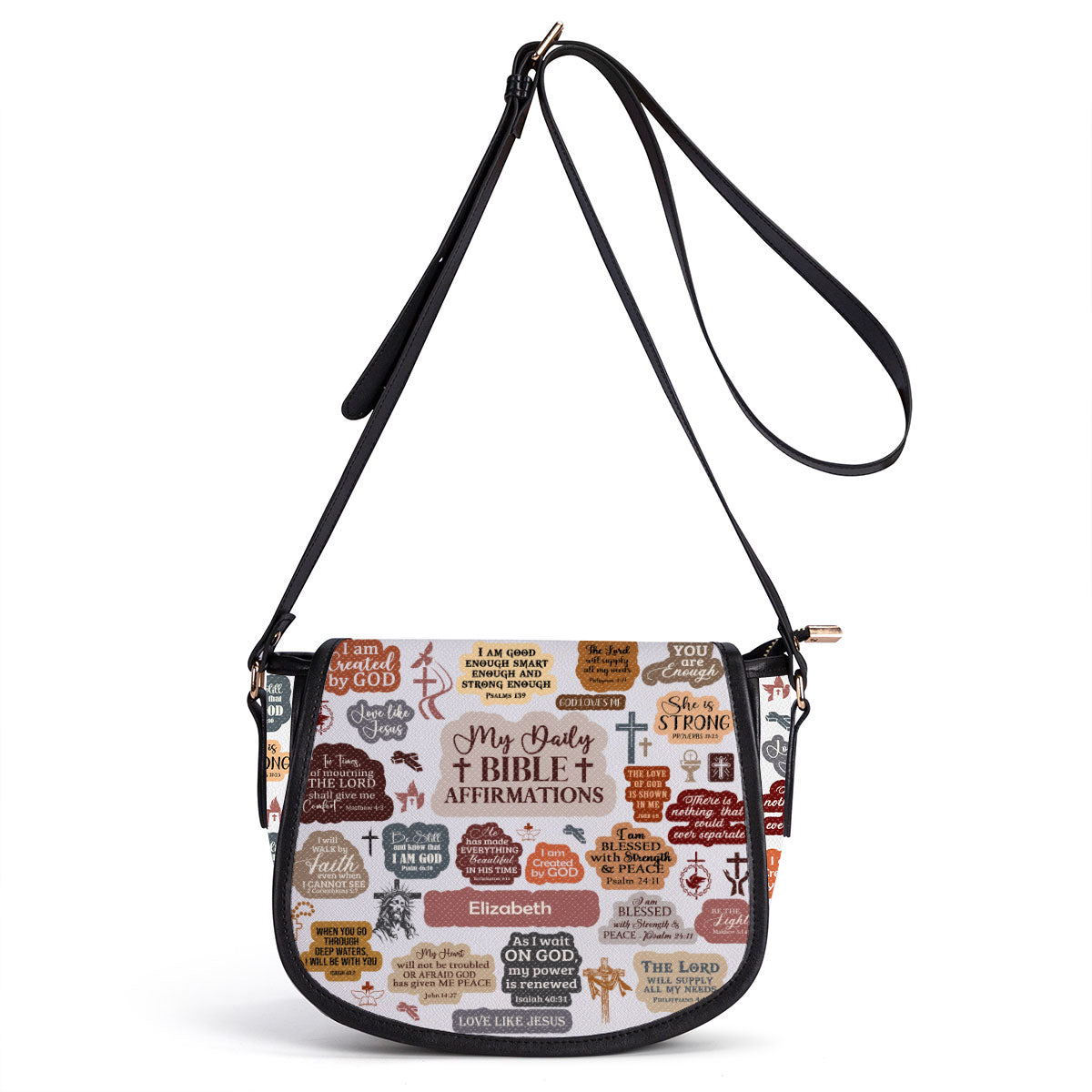 My Daily Bible Affirmation - Personalized Leather Saddle Bag LHBM726