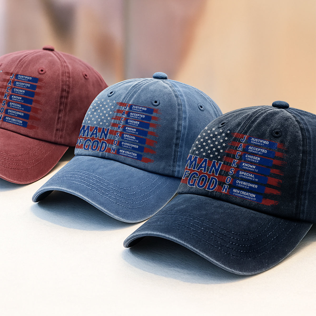 Man Of God  | Personalized Vintage Washed Denim Cap