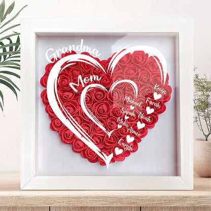 Mommy's Hearts  | Personalized Heart Flower Shadow Box