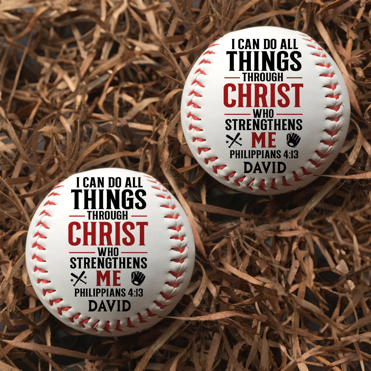 I Can Do All Things Through Christ Who Strengthens Me | Personalized Baseball Ball