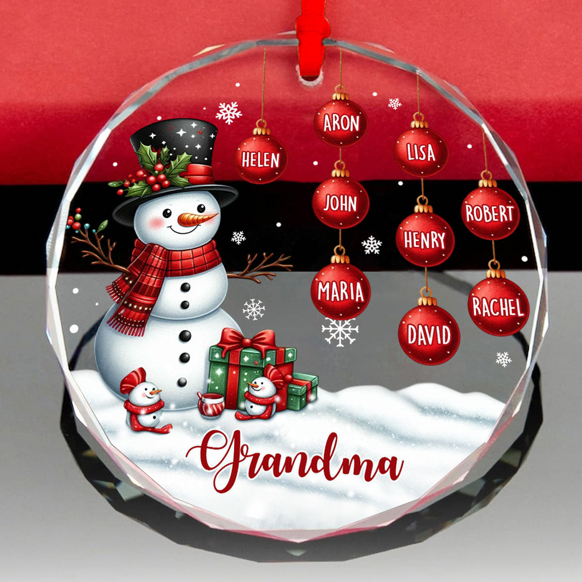 Happy Grandma | Personalized 1-Side Round Glass Ornament JSURGOPHLL2693T