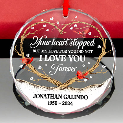 I Love You Forever | Personalized 1-Side Round Glass Ornament