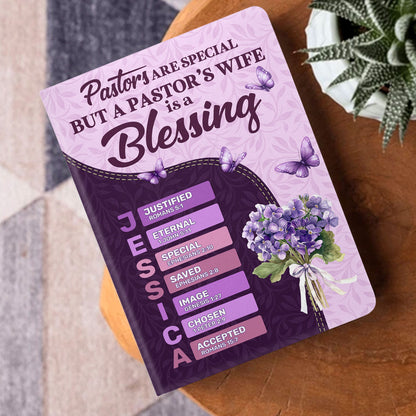 Pastor's Wife Is A Blessing | Personalized Leather Cover Notebook