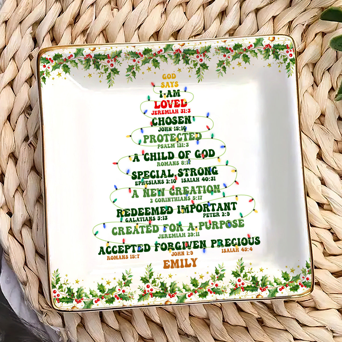 God Says I Am | Personalized Ceramic Ring Dish Square